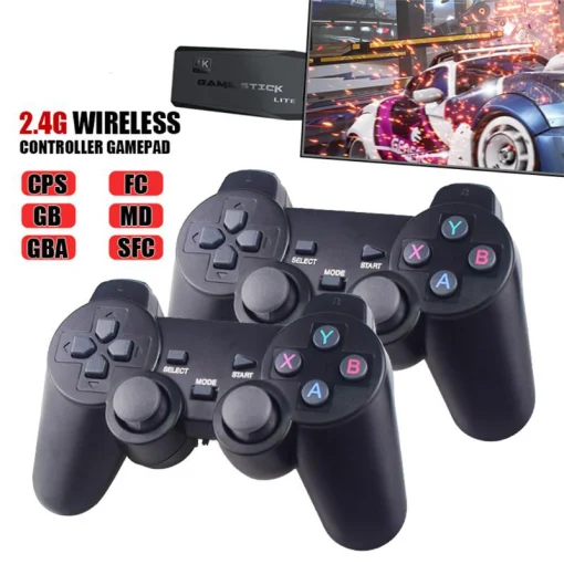 Cod. 058  Consola de video juegos GAME STICK LITE 4K / Interfaz HDMI / Incluye + de 10000 Juegos / 64GB / Retro Classic Gaming + 2 Controles inalambricos 2.4GHz