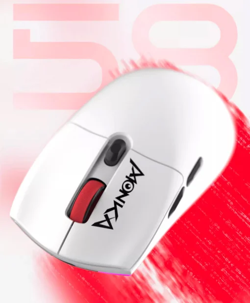 Cod. K:264 Mouse MONKA GURU G995W RGB Tri-modo Wireless (2.4G &amp; BT 5.2) + cable / 26.000 DPI / Chip PixArt PAW3395 / 6 botones / Peso (58g) / 100% PTFE (pie) / Bat. 300mAh(hasta 50H) / Dedicado: P/Gamer PRO/Usuario PRO