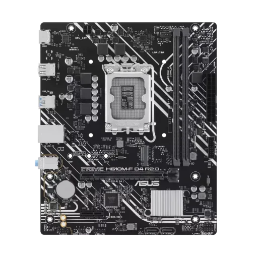 Cod. 144 Mainboard ASUS Prime H610M-F D4 R2.0 / 14va., 13va. y 12va. Gen. / LGA 1700 / micro-ATX / 2*DDR4 3200MHz / 1*M.2, 2*Sata / HDMI / USB-A 5 Gbps / PCIe 4.0 x16 / Realtek GbE LAN