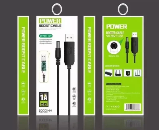 Cod. 190 Cable convertidor USB-A (5V/1A) a DC (12V/1A) / universal P/router