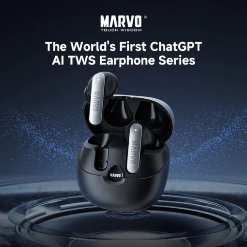 Cod. B:104  Audifonos TWS Marvo Ai Pro SOUND TS6389 / BT5.4 / Cancelación de ruido / Audio HD / Bat. 500mAh (30H) / Aud. carga 1.5H, uso 6H / USB-C / Chat GPT AI translation / IPX4
