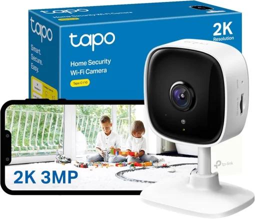 Cod. 400 Cámara Smart TP-Link Tapo C110 2K (3MP) / Detección de persona/movimiento / vista nocturna 12 m zonas de bloqueo / Alarma / Audio bidireccional / Soporta microSD (hasta 512GB)