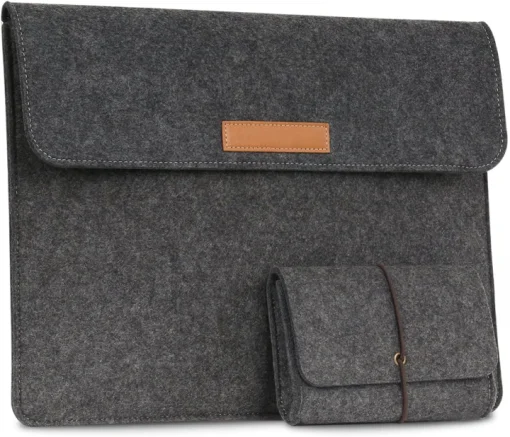 Cod. 097 Estuche 2 en 1 (Laptop +cargador) de fieltro acrilico INS PIN LS216 P/laptop de 14.0&quot; / Gris oscuro