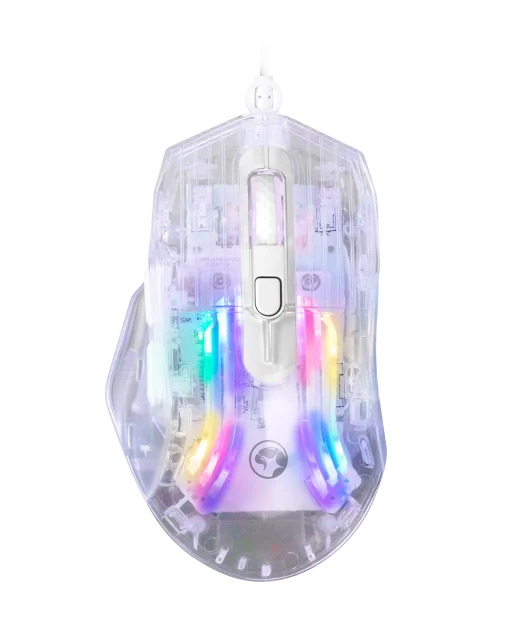 Cod. GM:234 Mouse MARVO M413 Transparente / 7200DPI / Iluminación RGB dinámicos / Silencioso / 6 Botones drive programables / USB Cable 1.5 m