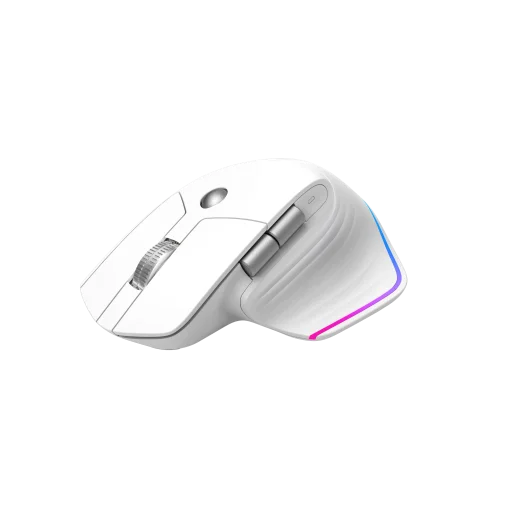 Cod. GM:200 Mouse Ergonómico MARVO G803W WH / Dual Inalámbrico 2.4G + Bluetooth / 4000DPI / Iluminación RGB / 6 botones + doble rueda de desplazamiento / batería 500mAh / blanco