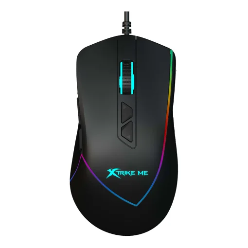 Cod. GX:215  Mouse XTRIKE-ME GM-320 / 12,800 DPI / Driver Programable / Iluminación RGB (efectos dinamicos) / USB, Cable trenzado 1.6 m / 9 botones / Negro