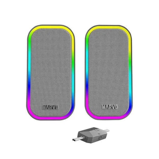 Cod. 246 Parlantes Gaming MARVO Havoc 20 Grey (SG-285) Estéreo 6W (2*3W) / Efectos LED RGB / Control de vol. / Jack 3.5 (Audio) + USB(Power)