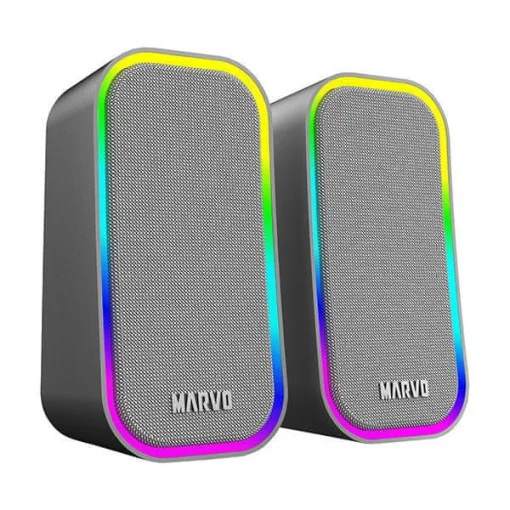 Cod. 246 Parlantes Gaming MARVO Havoc 20 Grey (SG-285) Estéreo 6W (2*3W) / Efectos LED RGB / Control de vol. / Jack 3.5 (Audio) + USB(Power)
