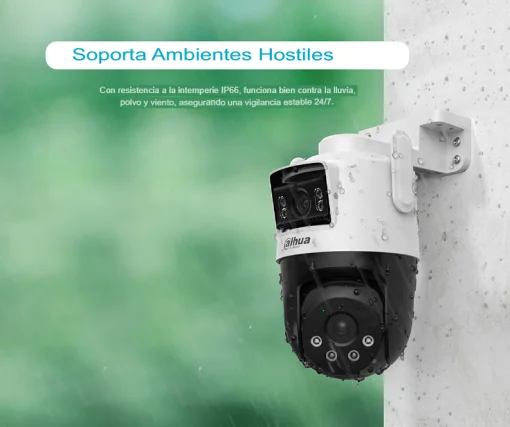 Cod. 372 Cámara Smart Exterior 360° DAHUA Picoo Dual 3K D1 5MP+5MP / Wi-Fi 6 / Vista Nocturna Dual Ligth (50m IR) / Detección humana/vehículo IA / 6*modos patrulla / Alarma (Luz y sonido) / Seg. automát. / Audio bidireccional / Soporta microSD (hasta 256G