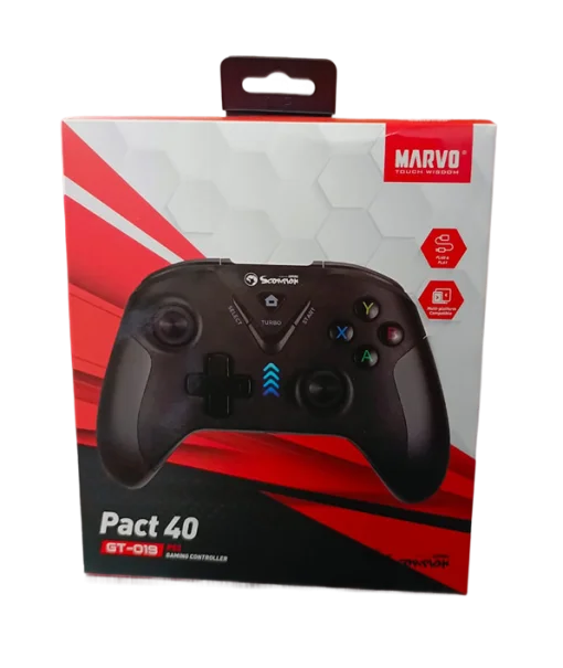 Cod. 072 Control de juegos Marvo Pact 40 (GT-019) Cableado tipo XBOX / 16 botones / Vibración dual / Interfaz USB /Compatible: PS3/PC D-INPUT/X-INPUT/Android