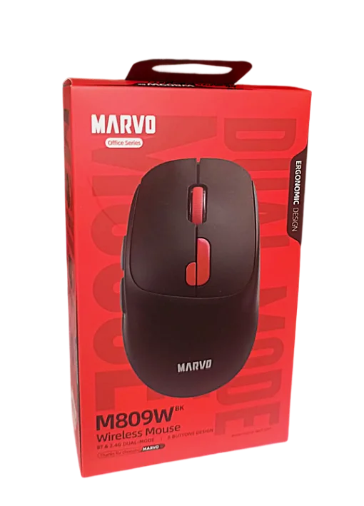 Cod. GM:271 Mouse MARVO Wireless M809W BK / Dual Inal&aacute;mbrico 2.4G + Bluetooth 5.2 / 1600DPI / Alta precisi&oacute;n / ergon&oacute;mico / 6 botones / bater&iacute;a 500mAh