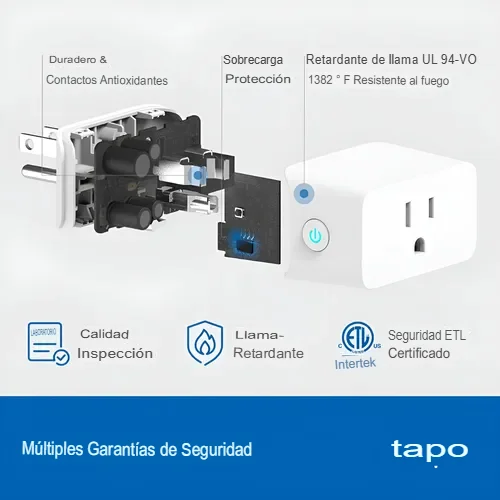 Cod. I:1099 Mini Enchufe Smart TP-Link Tapo P110M / Wi-Fi, BT / Medidor Consumo, ON/OFF Programable / temporizador / 15 A, 1800 W / Compatible: matter, Apple Home, Alexa, Google Home