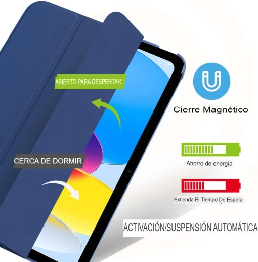 Cod. E:147  Estuche MoKo P/ iPad (A16) 11&ordf; Gen. 11" (2025) &amp; iPad 10&ordf; Gen. 10.9"(2022) / R&iacute;gido delgada con soporte / Carcasa Trasera Transl&uacute;cida con exterior de cuero / Negro