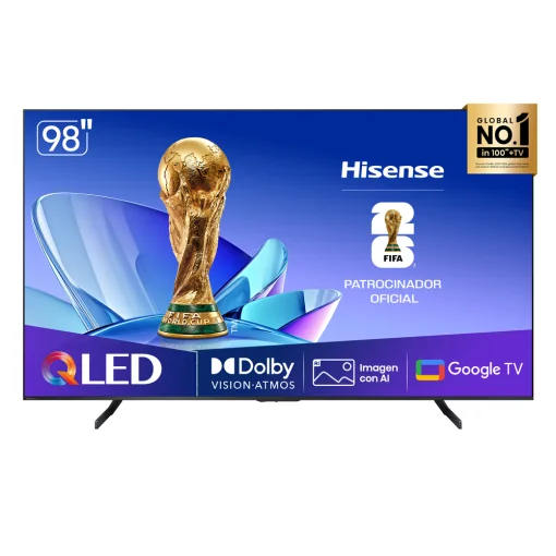 Cod. 127 Smart TV Hisense 98" 98Q6QG QLED 4K UHD / Google TV / FreeSync Premium / Dolby Vision / Dolby Audio / MEMC, AIPQ / Wi-FI 6, BT V5.3 / 4*HDMI 2.1, 2*USB / Control remoto por voz