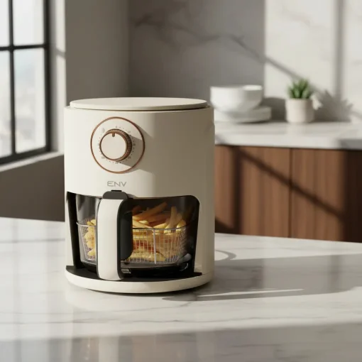 Cod. 1165 Freidora de aire ENV AF2202 / 4.5 Litros / Temp. hasta 200&deg;C / Control de Perilla / Cesta de fre&iacute;r de Vidrio Templado / 1200W / 110V