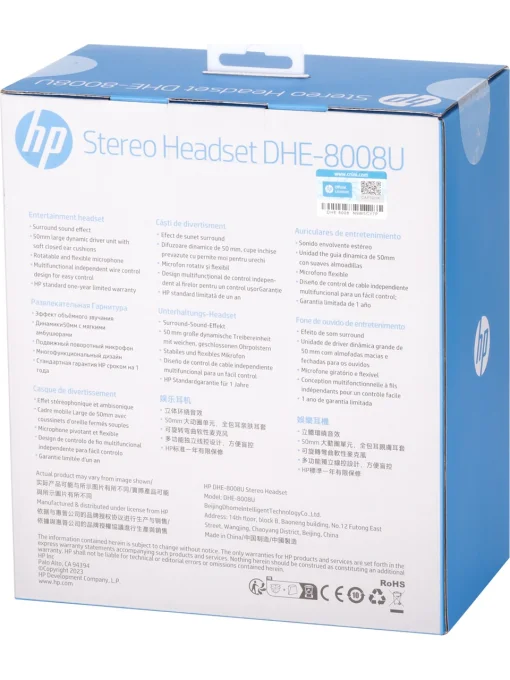 Cod. H:116 Headphone HP DHE-8008U Gamer 7.1 Estéreo / Led RGB dinámico / Mic. flexible / control total en cable / Interfaz USB / Cable trenzado 1.85 m