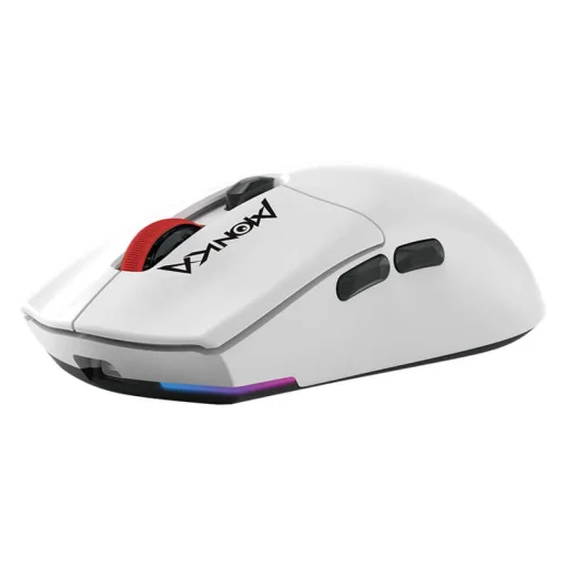 Cod. K:264 Mouse MONKA GURU G995W RGB Tri-modo Wireless (2.4G &amp; BT 5.2) + cable / 26.000 DPI / Chip PixArt PAW3395 / 6 botones / Peso (58g) / 100% PTFE (pie) / Bat. 300mAh(hasta 50H) / Dedicado: P/Gamer PRO/Usuario PRO