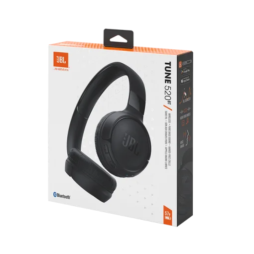 Cod. 122 Aud&iacute;fonos JBL TUNE 520BT Negro / Bluetooth&reg; 5.3 / Sonido Pure Bass / ecualizador / 57 horas de duraci&oacute;n y carga r&aacute;pida (5 minutos = 3 horas) / Llamadas manos libres con Voice Aware