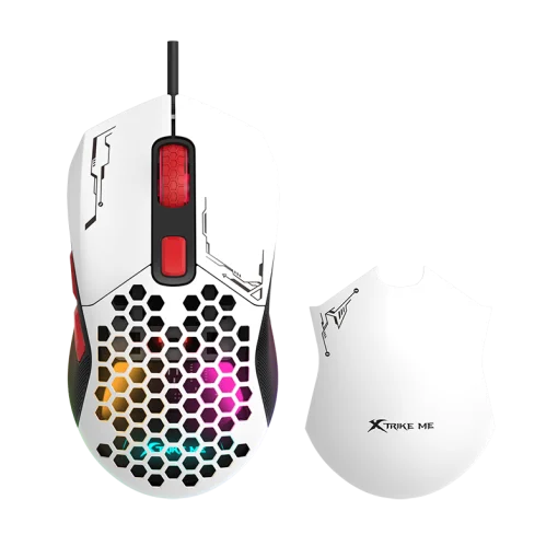 Cod. GX:172 Mouse XTRIKE ME GM-316W /  2 conver desmontables / 7200DPI / Iluminación RGB (13 efectos) / Interfaz USB / cable: 1.5mt. / 6 botones