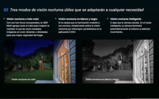 Cod. AE:365 Cámara Smart exterior EZVIZ H80f Multi 2K+ 360° lentes triple / Zoom 12× / Vista Nocturna Color / Auto-Zoom Tracking / 2*modos patrulla auto. / Detección humana/vehículo IA / Defensa activa / Audio bidireccional / microSD hasta 512GB / IP67 /
