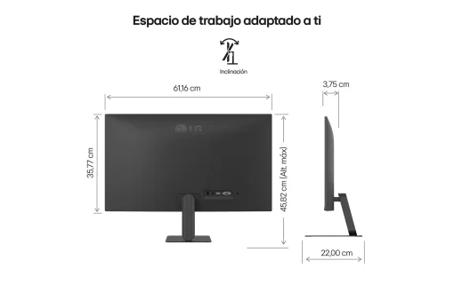 Cod. 131 Monitor LG 27U411A-B 27", IPS, FHD, 120Hz / &nbsp;HDR10 y sRGB 99% (t&iacute;p.) / Black Stabilizer / Dynamic Action Sync / HDMI 2.0, VGA / Dise&ntilde;o sin bodes / Base delgada / compatible VESA