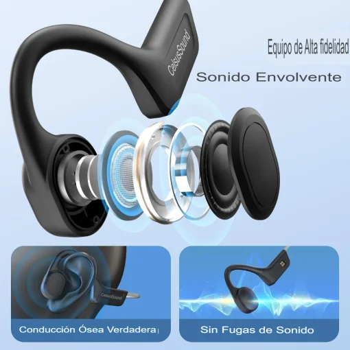 Cod. 143 Auriculares Deportivos S800C (Gray) Conducci&oacute;n &Oacute;sea / impermeables IPX7 / Bluetooth&reg; 5.3 / Dise&ntilde;o de Oreja Abierta / Mic. integrado / 8-10H Autonom&iacute;a