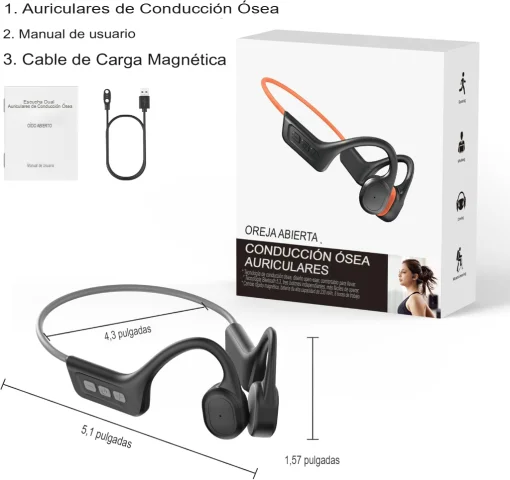 Cod. 143 Auriculares Deportivos S800C (Gray) Conducci&oacute;n &Oacute;sea / impermeables IPX7 / Bluetooth&reg; 5.3 / Dise&ntilde;o de Oreja Abierta / Mic. integrado / 8-10H Autonom&iacute;a