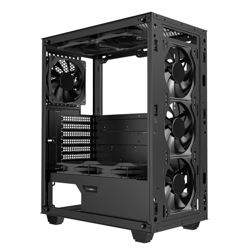 Cod. G:202 Case Gaming GAMEMAX Fortress TG A362 Black / controlador de ventilador V1.4 PWM / tapa lateral vidrio templado / 2*USB 2.0 + 1*USB 3.0 /HD audio / 3 ventiladores 12cm (1*posterior , 2*frontal)