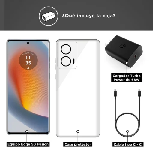 Cod. 274 Motorola Edge 50 FUSION / Ram 8GB (+8GB Boost AI), 256GB Alm. / 6.67&quot; FHD+ 120Hz pOLED (3D Curva) / Cam. Sensor Sony - LYTIA 700C 50MP+13MP, Selfie 32MP / Android™ 14 / Stéreo Dolby Atmos® / TurboPower™ 68W, 5000mAh / Dual SIM / Sumerción agua du