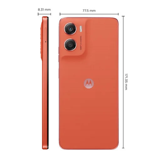Cod. 308 Motorola G06 4G / Helio G81 Extreme / Ram 4GB (+8GB Aut. Boost AI), 128GB Alm. / 6.88" HD+ 120Hz Gorilla&reg; Glass 3 / Cam. 50MP, Selfie 8MP / Android&trade; 15 / Aud. Dolby Atmos&reg; / 5200mAh / Dual SIM / IPX IP64 / Naranja