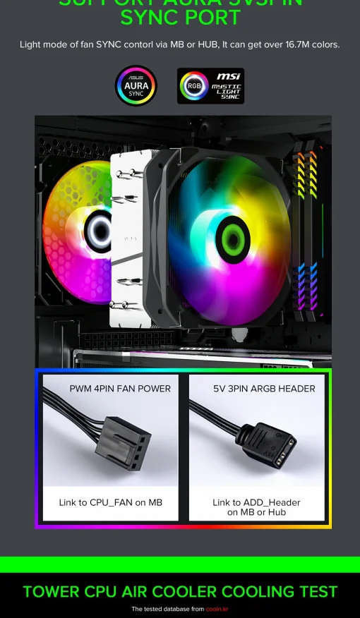 Cod. B:120 Air Cooler P/CPU GAMEMAX SIGMA 540 ARGB / 4 tubos térmicos / HDT 3.0 / TDP-200W / acabado niquelado / compatible: Intel LGA1700/1200/115X y AMD AM5/AM4 / ARGB Aura 5V 3pin, PWM 4 pines