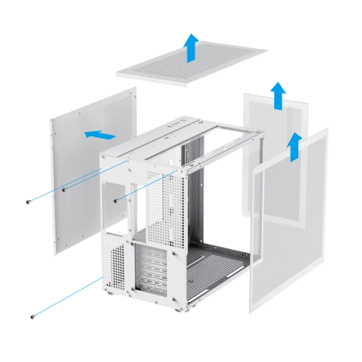 Cod. 211 Case Gaming GAMEMAX Infinity / lateral y frontal vidrio templado / doble cámara / USB Tipo-C + USB 3.0, HD audio / sin fuente / Blanco