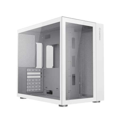 Cod. 211 Case Gaming GAMEMAX Infinity / lateral y frontal vidrio templado / doble cámara / USB Tipo-C + USB 3.0, HD audio / sin fuente / Blanco
