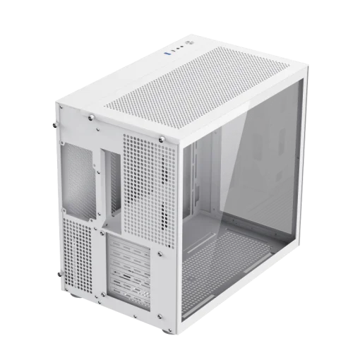 Cod. 211 Case Gaming GAMEMAX Infinity / lateral y frontal vidrio templado / doble cámara / USB Tipo-C + USB 3.0, HD audio / sin fuente / Blanco