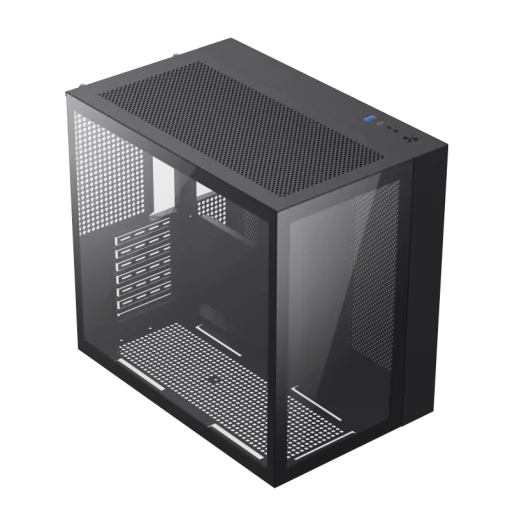 Cod. 231 Case Gaming GAMEMAX Infinity BK / lateral y frontal vidrio templado / doble cámara / USB Tipo-C + USB 3.0, HD audio / sin fuente / Negro