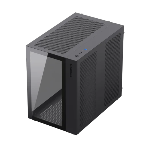 Cod. 231 Case Gaming GAMEMAX Infinity BK / lateral y frontal vidrio templado / doble cámara / USB Tipo-C + USB 3.0, HD audio / sin fuente / Negro