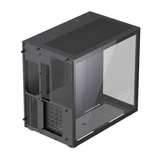 Cod. 231 Case Gaming GAMEMAX Infinity BK / lateral y frontal vidrio templado / doble cámara / USB Tipo-C + USB 3.0, HD audio / sin fuente / Negro