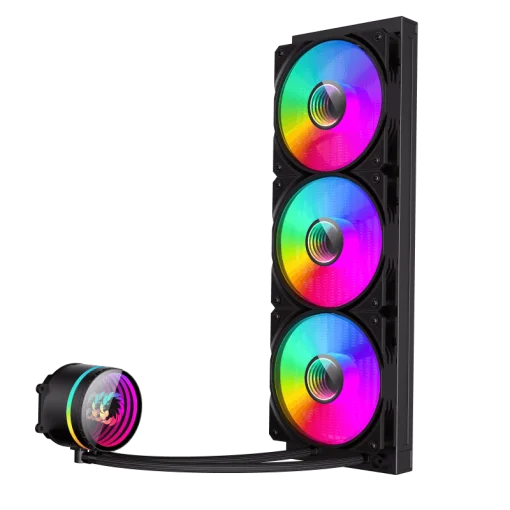 Cod. B:158 Sistema de Enfriamiento Líquido GAMEMAX ICEBURG 360 Infinity / FAN 3*120MM PWM / Sincronización ARGB AURA Sync / Conector 5V, 3 pines / 12V 4 pines / Compatible Intel LGA 1700 / AMD AM5 / ARGB