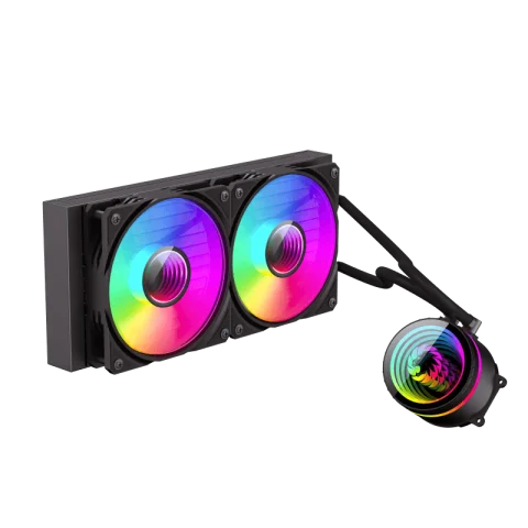 Cod. B:157  Sistema de Enfriamiento Líquido GAMEMAX ICEBURG 240 Infinity / FAN 2*120MM PWM / Sincronización ARGB AURA Sync / Conector 5V, 3 pines / 12V 4 pines / Compatible; Intel LGA 1851/1700 y AMD AM5 / ARGB