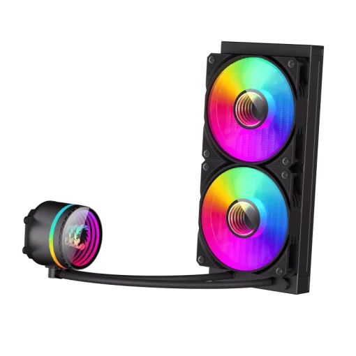 Cod. B:157  Sistema de Enfriamiento Líquido GAMEMAX ICEBURG 240 Infinity / FAN 2*120MM PWM / Sincronización ARGB AURA Sync / Conector 5V, 3 pines / 12V 4 pines / Compatible; Intel LGA 1851/1700 y AMD AM5 / ARGB