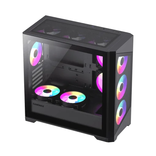 Cod. 243 Case Gaming GAMEMAX Destroyer TGB / lateral y frontal vidrios templados/Controlador fan RGB / 1*USB3.0 + 2*USB2.0 / HD audio / Incluye: 4*ventiladores 12mm. ARGB