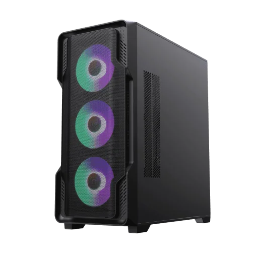 Cod. 289 Case Gaming GAMEMAX Siege BK / E-ATX /lateral y vidrio templado / frontal malla / 1*USB3.0 + 2*USB2.0 / HD audio / Incluye: 4*ventiladores 12mm. ARGB