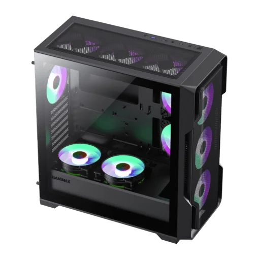 Cod. 289 Case Gaming GAMEMAX Siege BK / E-ATX /lateral y vidrio templado / frontal malla / 1*USB3.0 + 2*USB2.0 / HD audio / Incluye: 4*ventiladores 12mm. ARGB