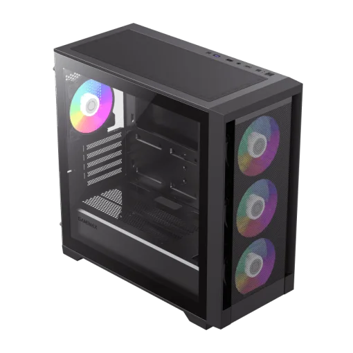 Cod. G:288 Case Gaming GAMEMAX Defender MB / lateral y vidrio templado / frontal malla / 1*USB3.0 + 2*USB2.0 / HD audio / Incluye: 4*ventiladores 12mm. ARGB
