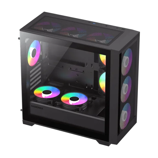 Cod. G:288 Case Gaming GAMEMAX Defender MB / lateral y vidrio templado / frontal malla / 1*USB3.0 + 2*USB2.0 / HD audio / Incluye: 4*ventiladores 12mm. ARGB