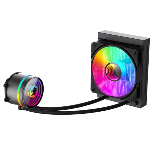 Cod. 156 Sistema de Enfriamiento Líquido GAMEMAX ICEBURG 120 Black / FAN 1*120MM PWM / Sincronización ARGB AURA Sync / Conector 5V, 3 pines / 12V 4 pines / Compatible Intel 13va. Gen. LGA 1700 / AMD AM5 / ARGB