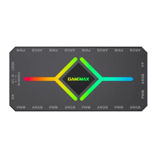 Cod. G:751 HUB Controlador GAMEMAX 3en1 V4.0 PWM ARGB HUB / control remoto / Diseño magnético / Sync AURA, MSI Gigabyte, AsRock 5v 3 Pin, / 9 puertos PWM + ARGB