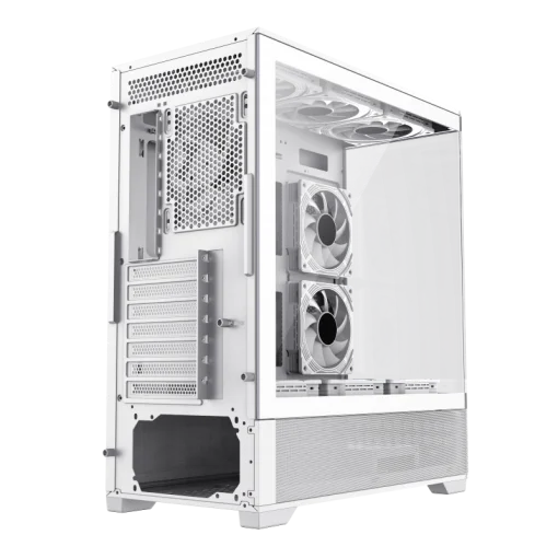 Cod, G:253 Case GAMEMAX VISTA AW blanco / ATX / lateral y frontal vidrios templados / marco metálico de acero / Incluye 6*fan ARGB (3*fan inversos y 3*fan normales) + Controlador V4.0 ARGB HUB PWM WH y control remoto / 1*USB3.0 + 1*USB2.0 + 1*USB tipo-C /