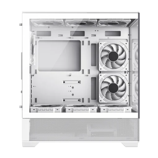 Cod, G:253 Case GAMEMAX VISTA AW blanco / ATX / lateral y frontal vidrios templados / marco metálico de acero / Incluye 6*fan ARGB (3*fan inversos y 3*fan normales) + Controlador V4.0 ARGB HUB PWM WH y control remoto / 1*USB3.0 + 1*USB2.0 + 1*USB tipo-C /