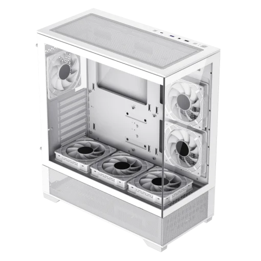 Cod, G:253 Case GAMEMAX VISTA AW blanco / ATX / lateral y frontal vidrios templados / marco metálico de acero / Incluye 6*fan ARGB (3*fan inversos y 3*fan normales) + Controlador V4.0 ARGB HUB PWM WH y control remoto / 1*USB3.0 + 1*USB2.0 + 1*USB tipo-C /